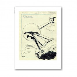 Estampe Franquin – Étude de couverture "Gaston sur l’Atomium"