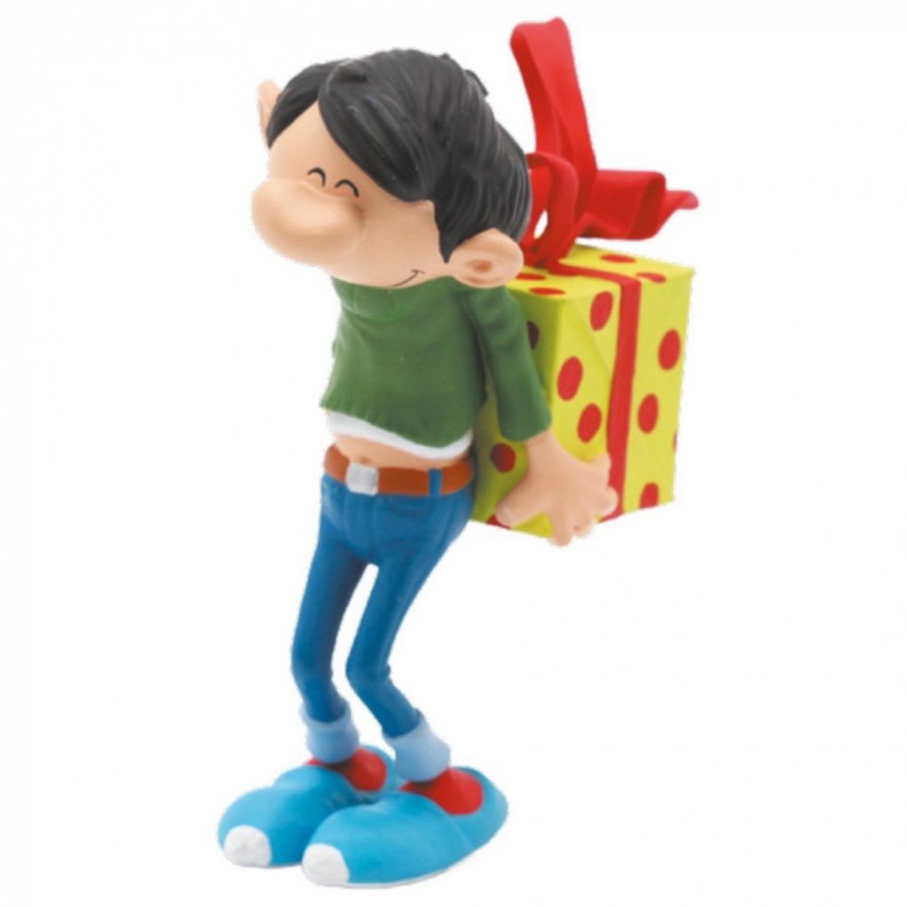 Mini-figurine PVC - Gaston Lagaffe avec un cadeau - principal