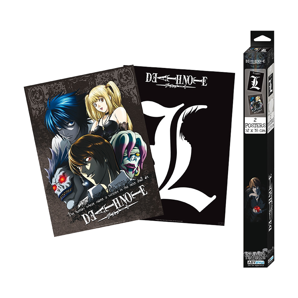 DEATH NOTE - 2 posters - L & Light, L, Misa et les Shinigami - principal