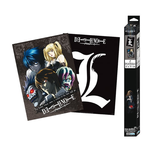DEATH NOTE - 2 posters - L & Light, L, Misa et les Shinigami - principal