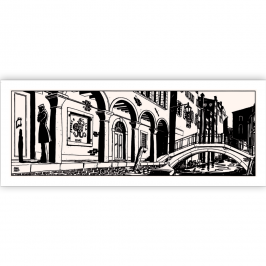 Sérigraphie Corto Maltese "Venise nuit" 50 x 20 cm