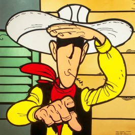 Vitrail Ateliers Loire - Morris - Lucky Luke pointant du doigt