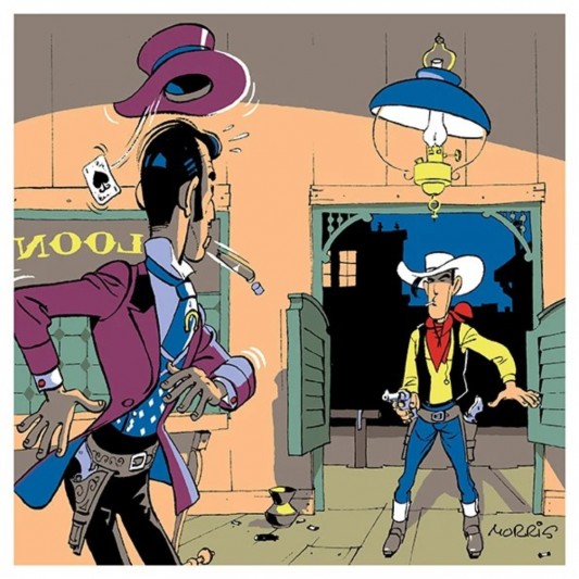 Plaque émaillée collector - Lucky Luke contre Pat Poker - version couleur - principal