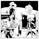 Plaque émaillée collector - Lucky Luke contre Pat Poker - version noir et blanc - principal