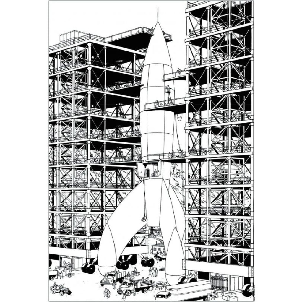 Affiches Tintin à colorier, Objectif Lune - secondaire-1
