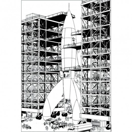 Affiches Tintin à colorier, Objectif Lune - secondaire-1