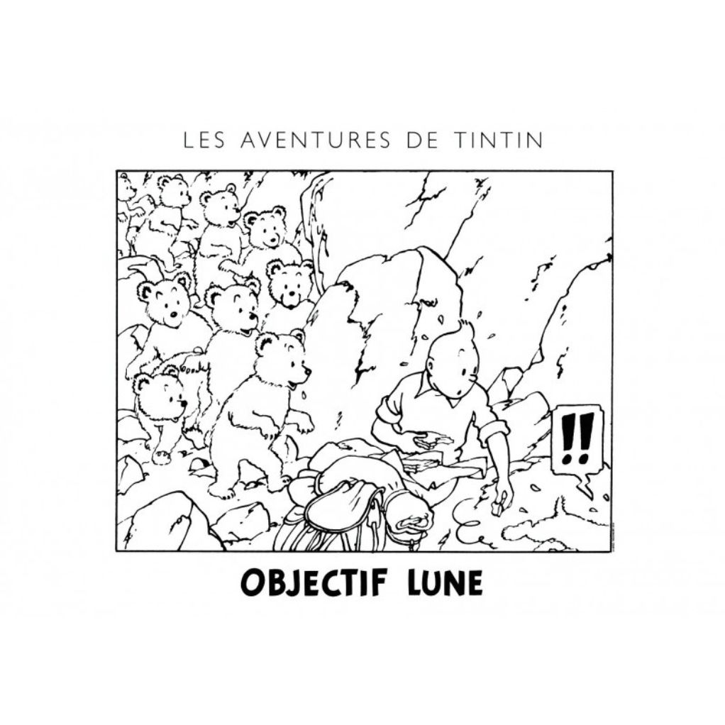 Affiches Tintin à colorier, Objectif Lune - secondaire-3