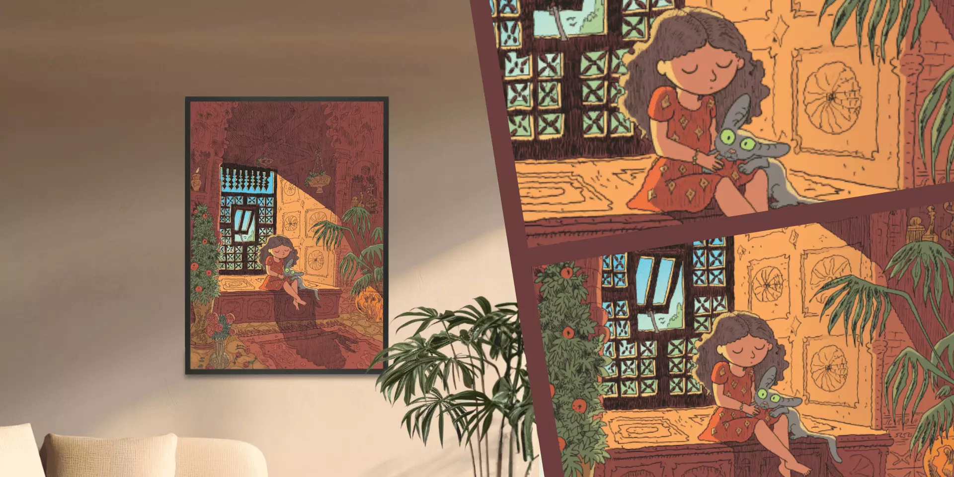 Digigraphie Joann Sfar Le Chat du Rabbin - Zlabya et le Chat