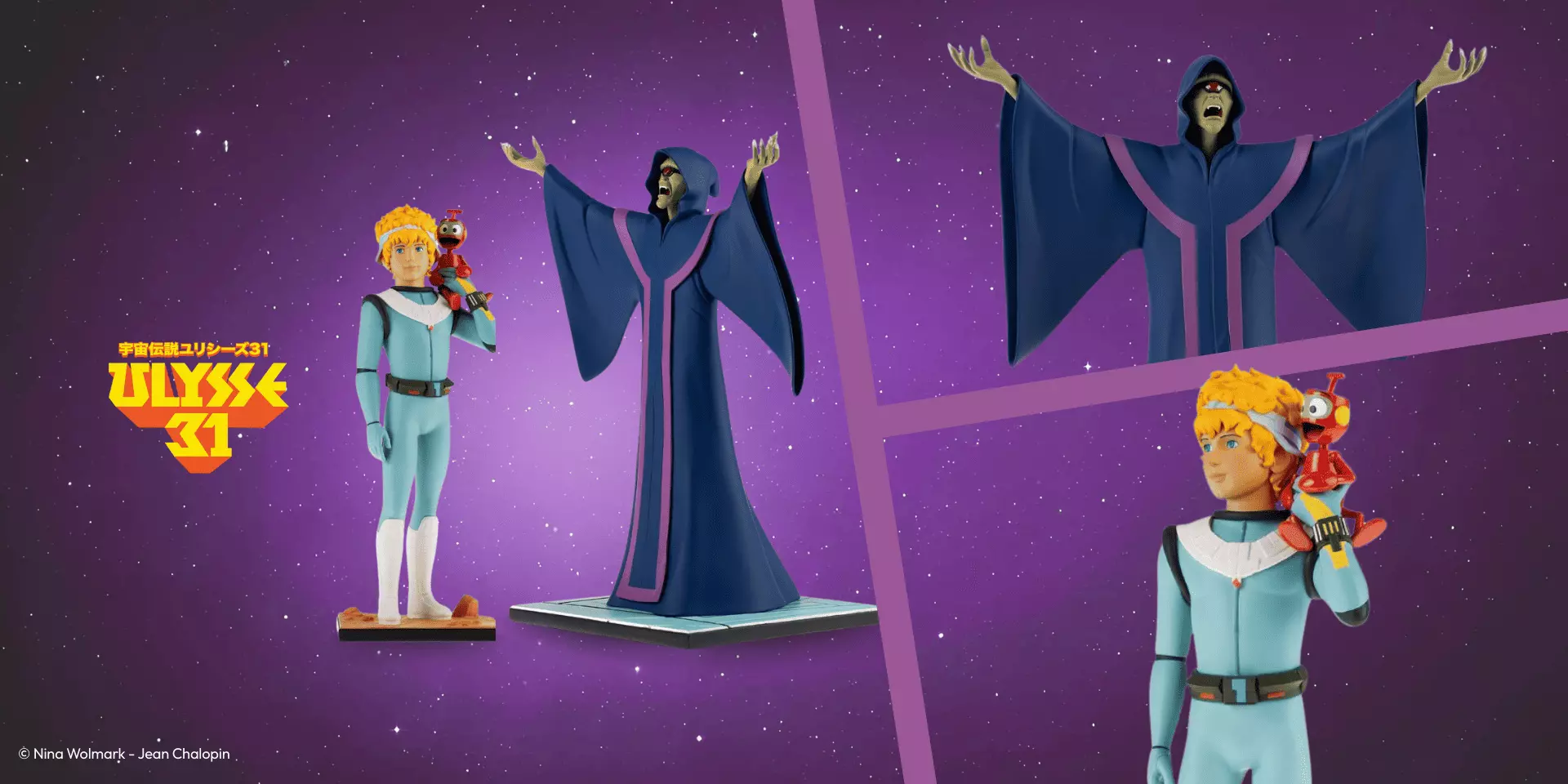 Figurine Ulysse 31 - Télémaque, Nono & Un Adorateur du Cyclope, Collection ANIMATED!